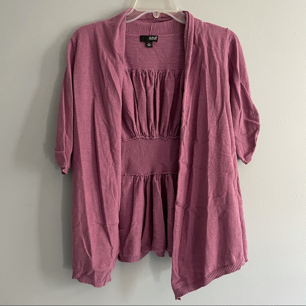 Mauve Cropped-Sleeve Cardigan M